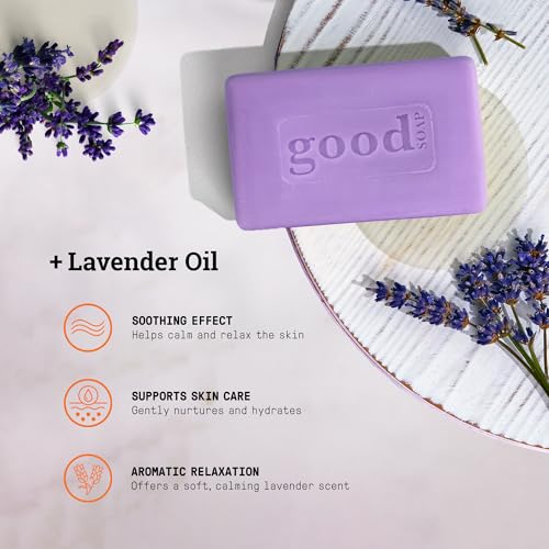Alaffia Good Soap Lavender 2-Pack (8 Bars) ? Long-Lasting, Triple-Milled with Fair Trade Shea Butter