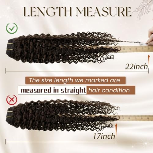 Hetto Curly Hair Extensions Brown Curly Clip in Hair Extensions Human Hair Natural Wavy #2 Darkest Brown Curly Clip Hair for Women 7Pcs 135g 22 Inch