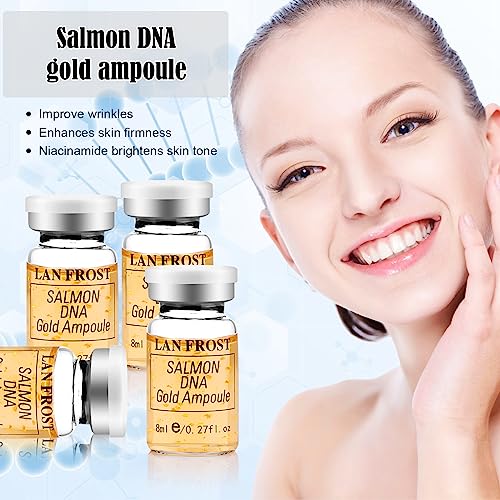 BB Facial Glow Starter Kit Serum Hyaluronic Acid Essence Skin Care Set, Salmon DNA Glod Ampoule 0.27oz 12 Vials, Glow Repair Kit with 7 Different Peptides
