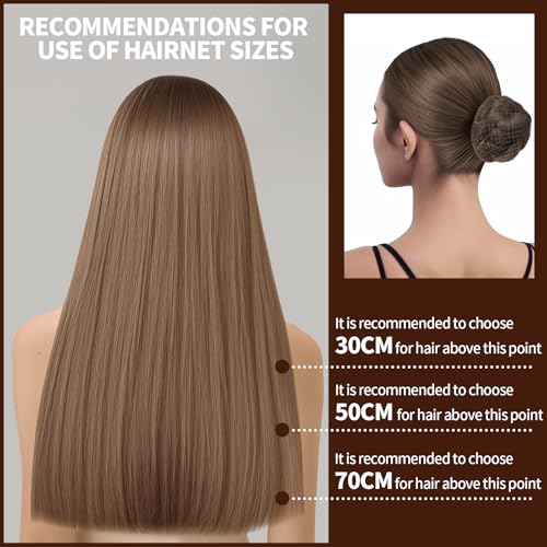 Teenitor Hair Nets For Buns, 3 Sizes Hair Bun Nets For Ballet Girls(12, 20, 28 Inch), 80pcs U Shape Bobby Pins and 40pcs Hairnets For Dance Buns Maker, Tan Brown