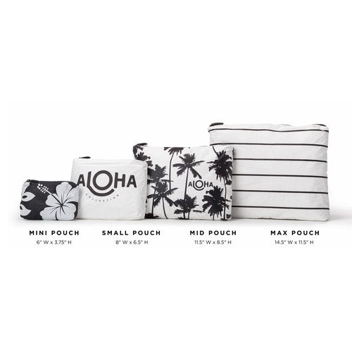 ALOHA Collection Small Pinstripe Pouch | Lightweight, Packable, and Splash-Proof Makeup Pouch | Easy to Clean