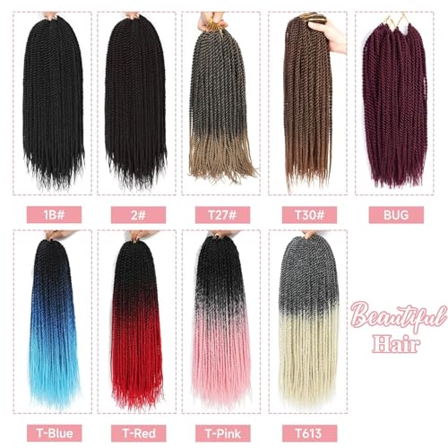 Senegalese Twist Crochet Hair-8 Packs 22 Inch Senegalese Twist Crochet Braids For Women, Black Pre Looped Pretwisted Crochet Braids, Synthetic Crochet Twist Hair (22in,1B#)