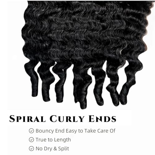 Burmese Curly Bundles Human Hair 18 20 22 Inch 12A Grade 100% Unprocessed Brazilian Virgin Hair Weave with Spriral End 3c4a Quick Weave Real Human Hair Extensions For Black Women Natural Black