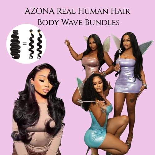 AZONA 16A Real Raw Bundles Body Wave Human Hair,No Tangle No Shedding Body Wave Bundles Human Hair,Triple The Lifespan Over Regular Virgin Hair Bundle,Silky And Soft 30 Inch