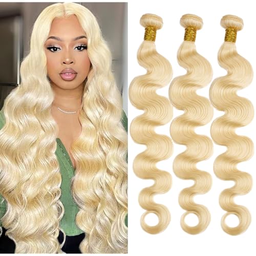 613 Blonde Bundles Human Hair Body Wave 24 26 28 Inch 100% Unprocessed Brailizn Virgin Human Hair 3 Bundles Body Wave Machine Double Weft 613 Body Wave Bundle 300G 12A Grade