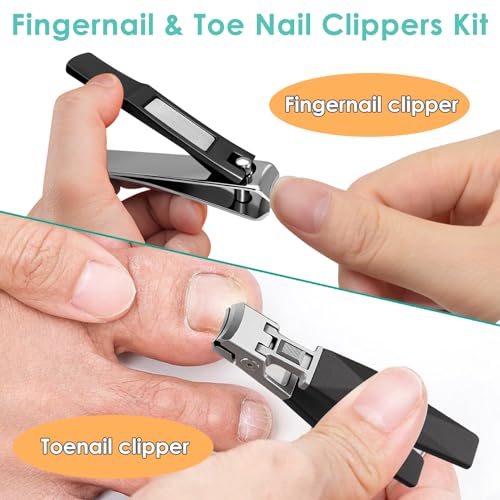 German Nail Clippers, Toenail Clippers for Thick Toenails, Toe Nail Clippers for Thick Nails for Seniors, Finger NailClippers Large Wide Jaw Opening with Catcher, No Splash with Lock