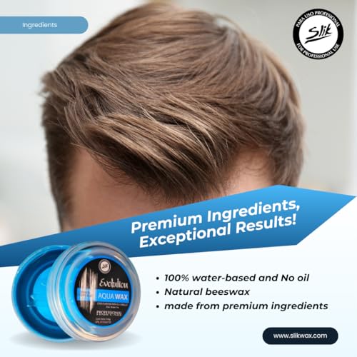 SLIK Aqua Wax Water-Based Hair Styling Wax 140g / 4.9oz - Strong Hold, Frizz Control, Easy Wash Out - Unisex Hair Wax for Men, Women, Teens, and Kids - 2 Packs