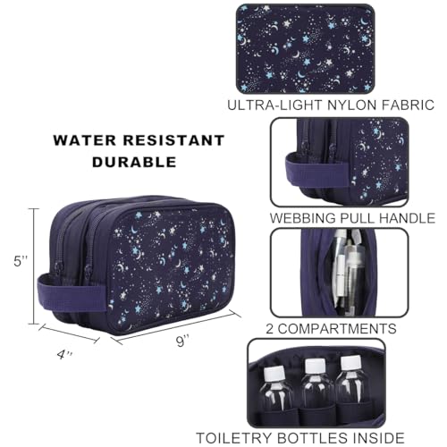 Bioworld Night Sky Dual Compartment Navy Toiletry Cosmetic Kit