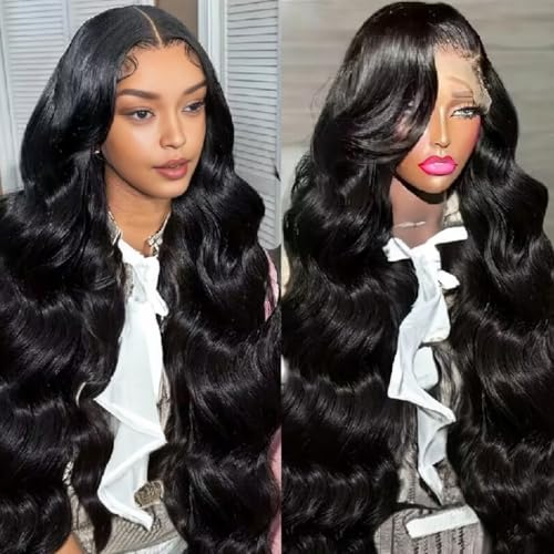 30 Inch Body Wave Glueless wigs human hair Pre Plucked 13x4 HD Lace Front Wigs Human Hair Body Wave Lace Frontal Wigs with Baby Hair Human hair Wigs for Women 180 Density Natural Black