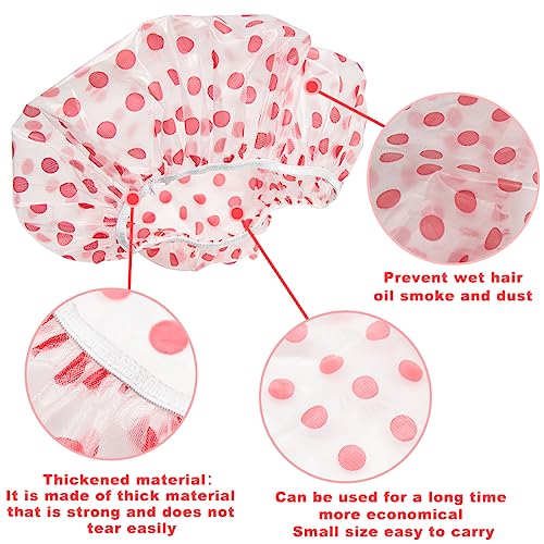18Pcs Plastic Shower Caps for Women Reusable Waterproof Bath Caps Bathing Hair Cap Shower Caps for Shower,Spa,Salon,Housework,Girls,Home,Travel (Pink+Blue+Green)