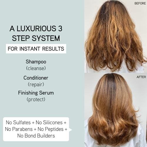 ILES FORMULA Signature Collection Deep Repair Shampoo & Conditioner w/Finishing Serum Blow Dry Cream for Dry, Damaged, Frizzy Hair - Hydrating Hair Care for Less Breakage & Healthy Hair Growth