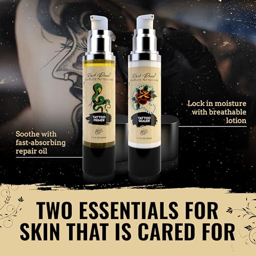Rust Proof Complete Tattoo Care ? Comprehensive Pre & Post Tattoo Skincare Set with Body Oil & Moisture Sealing Body Lotion ? Lightweight Hydration & Moisture Barrier Protection ? 2- Piece Bundle