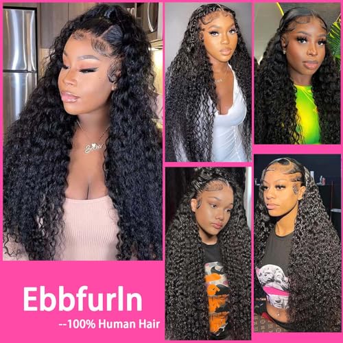 Deep Wave Lace Front Wigs Human Hair Curly Wig,13x4 HD Lace Front Wigs Human Hair Pre Plucked,150% Density 10A Human Hair Lace Front Wigs Water Curly Wig For Black Women With Babyhair(30 inch)