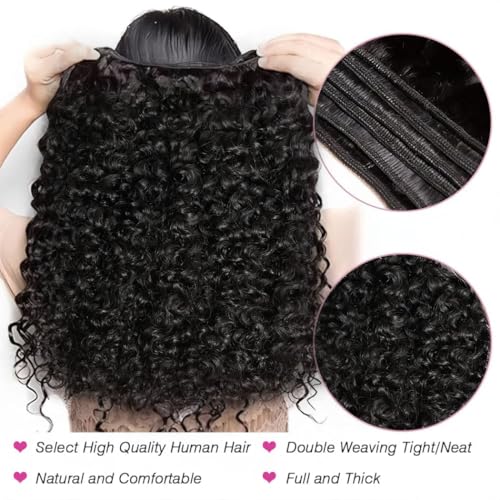VIPbeauty Burmese Curly Human Hair Bundles One Curly Bundles Human Hair 100% Unprocessed Burmese Raw Hair Extension Natural Color Spiral Hair Weft Extensions Quick Weave Bundle 16 Inch