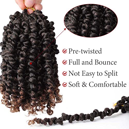 9 Packs Passion Twist Crochet Hair 6 Inch Short Crochet Passion Twist Hair for Black Women Pre Looped Passion Twist Hair Curly Crochet Hair Bohemian Crochet Braids Hair Extensions£¨T30,6 Inch,9 Packs£©