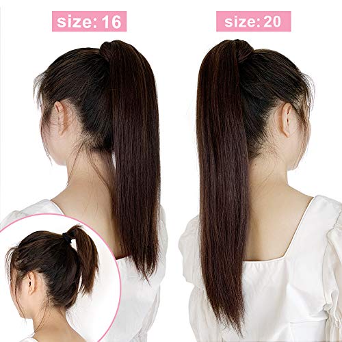 ABH AMAZINGBEAUTY HAIR Hair Women Ponytail Extension, Remy Human Hair, Wrap in Easy to Use, 100 Gram, Dirty Blonde with Platinum Blonde Highlights P12-60 Color, 20 Inch