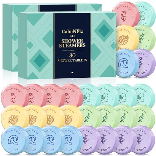 60 Pack Shower Steamers, Shower Bath Bombs with Natural Fragrance - Holiday Presents ? Self-Care Presents for Women and Men, Relaxation Birthday Presents