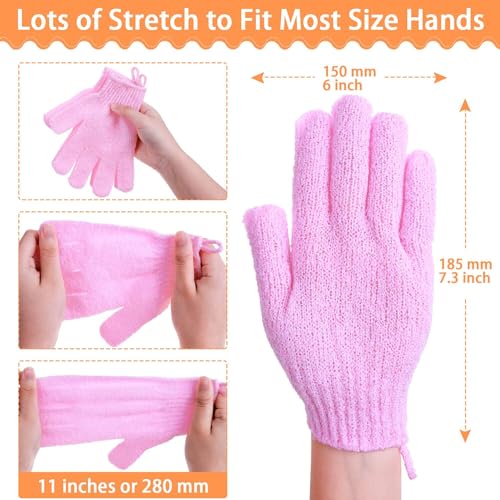 anezus Exfoliating Gloves, 6 Pairs Shower Scrub Gloves Bath Loofah Glove Exfoliating for Women to Remove Dead Skin for Body Exfoliate (6 Colors)