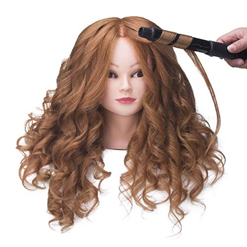 Mannequin Head with Hair 80% Human Hair Doll Head 26"-28" Hairdresser Practice Training Head Cosmetology Manikin with 9 Tools and Clamp - #27 Honey Golden