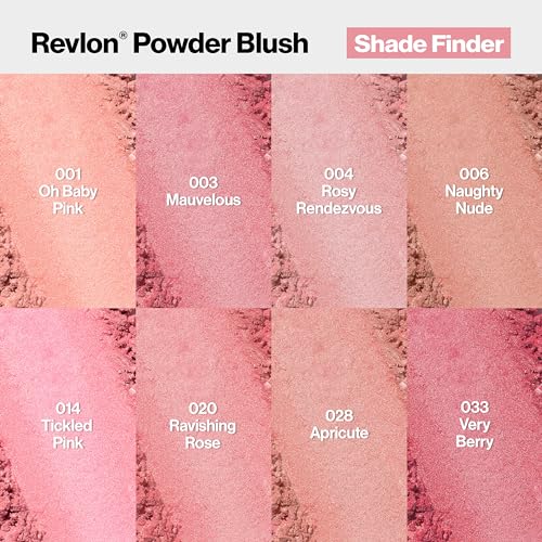 Revlon Powder Blush Face Makeup, High Impact Buildable Color, Lightweight & Smooth Finish, 004 Rosy Rendezvous, 0.17 oz