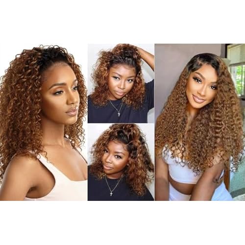 Ombre Human Hair Bundles Deep Wave Bundle 1B/30 Brown Bundles Human Hair 16 18 20 Inch Dark Brown Unprocessed Brazilian Remy Hair Extensions Salon Quality For Women Deals