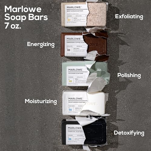 MARLOWE. No. 109 Coffee Bar Soap 7 oz (12 Bars) ? Exfoliating Body Scrub for Men with Natural Extracts, Caffeine, Coffee Bean & Cocoa Butter ? Energizing Fresh Brewed Scent