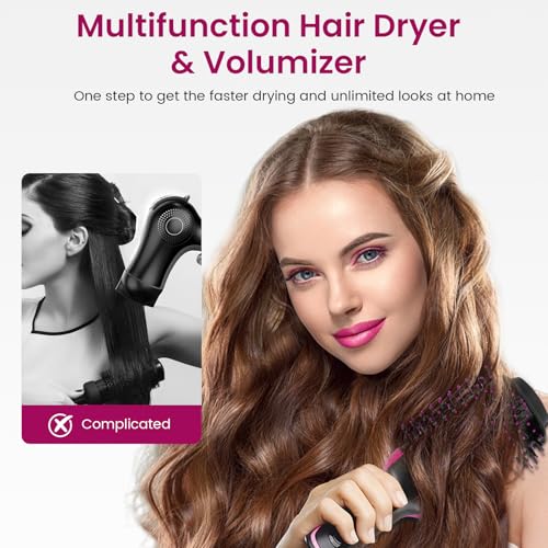 4-in-1 Hair Dryer Brush and Styler, Hot Air Blow Dryer, Volumizer with Ionic Technology (A)