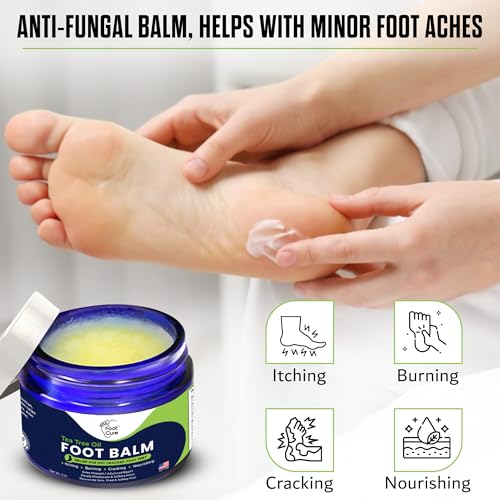 FOOT CURE Tea Tree Oil Balm ? Moisturizer for Dry Cracked Feet ? Instantly Hydrates & Soothes Irritated Skin & Athlete's Foot ? Best Foot Care for Women and Men (Pack of 2)