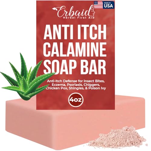 Calamine Soap Bar for Itching ? All Natural Instant Itch Relief ? Calming Calamine Soap for Itchy Skin, Insect Bite, Eczema, Poison Ivy Rash, Chicken Pox ? Pure Raw Anti-Itch Body Wash Made in USA