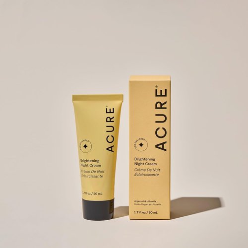 Acure Brightening Night Cream - Radiance Boosting Night Face Cream for Women & Men, Hydrating & Revitalizing Moisturizer for Uneven Skin Tone & Dullness w/Chlorella, Echinacea & Argan Oil - 1.7 fl oz
