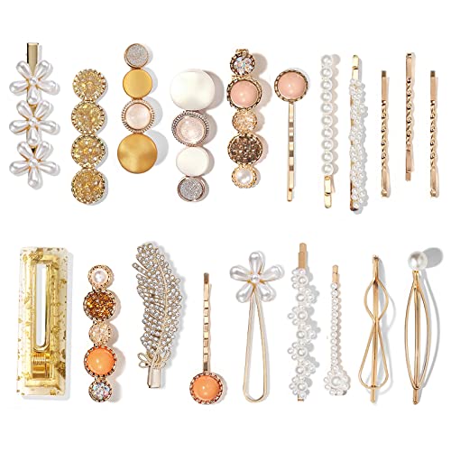 Mehayi 20 PCS Hair Accessories for Decorative Party Wedding, Pearl Hair Clips Set Fashion Korean Acrylic Resin Hair Barrettes, Bobby Pins Hairpins for Women and Ladies Girls Headwear Styling Tools