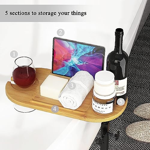 Bathtub Tray, 3 Layer Bathtub Tray Table with Adjustable Height, Enhanced Stability, Freestanding Premium Bamboo Bath Tub Tray for Spa,Bathtub, Bed, Sofa, Couch with Wine Glass Hold (3 Layer)¡¦