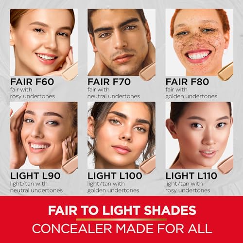 Mirabella Invincible For All Perfecting Under Eye Concealer Full Coverage - Hydrating Makeup Concealer for Dark Circles, Fine Lines & Wrinkles w/Hyaluronic Acid - Light L90