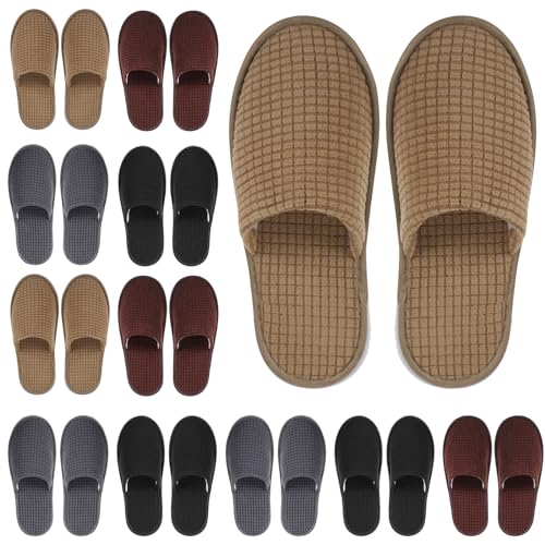 Geyoga 12 Pair House Slipper for Guest Non Slip Disposable Slipper for Travel Washable Reusable Closed Toe Hotel Bridesmaid Indoor Spa Wedding Party Shoeless Home