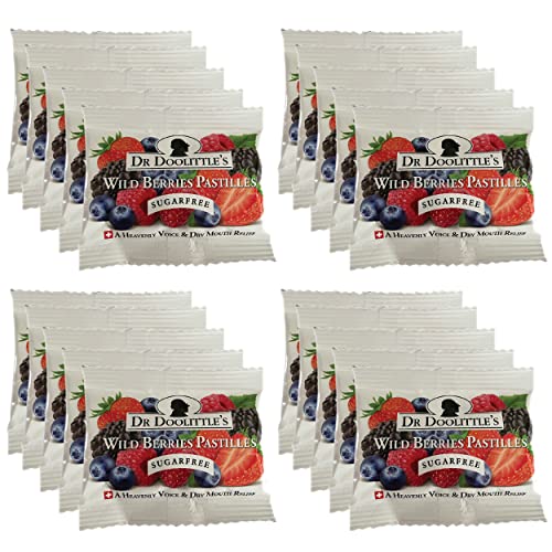 Dr. Doolittle¡¯s Sugar Free Soft Fruit Pastilles for Voice and Throat, Wild Berries Flavor, Travel Size Bag,0.33 ounces approximately 4 Count Package, 20 Pack