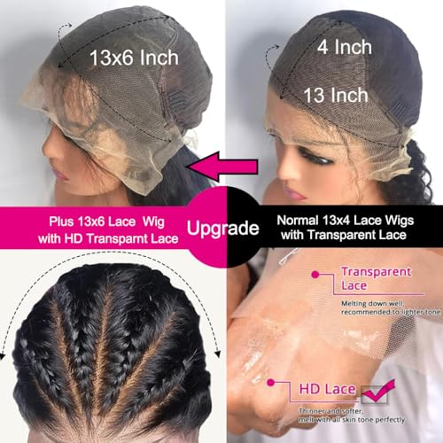 13x6 HD Lace Front Wigs Human Hair Body Wave Lace Front Wigs for Black Women Glueless Wigs Human Hair Pre Plucked with Baby Hair 200 Density Brazilian Human Hair Wig Natural Color 20 Inch