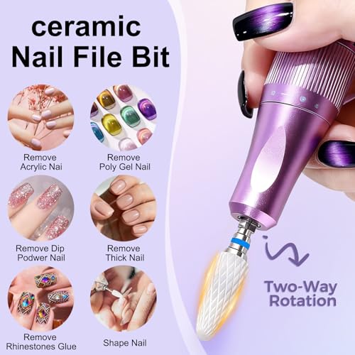 Fantexy 3/32" Ceramic Nail Drill Bit - Remove Acrylic Hard Gels Quickly and Safely,White Ceramic Cone File Bit for Nail Art,Manicure,Pedicure,Gel,Cuticle Clean(Medium - M)