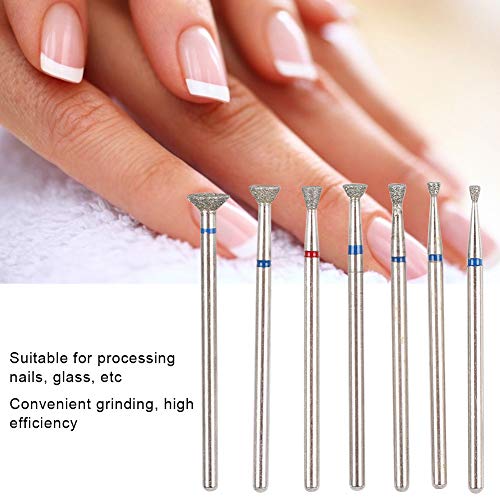 Nail Art Manicure Drill Bits Set, 7Pcs Nail Grinding Head Drill Bits, Electric Manicure Grinding Head Tool, Manicure Polishing Drill Machine Bits for Acrylic Gel Nails Cuticle Manicure Pedicure(NO.03)