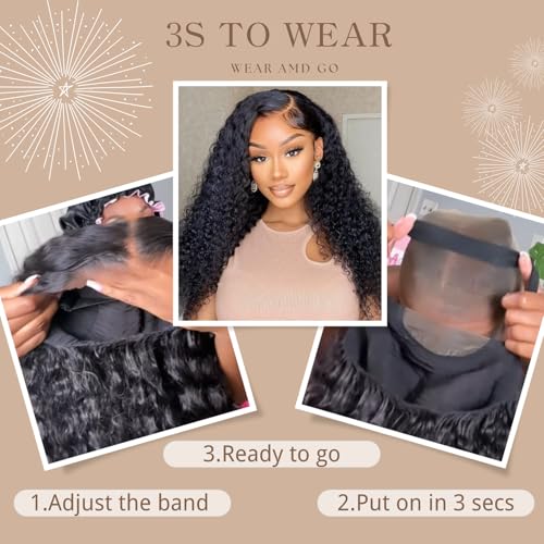 32 Inch Glueless Wigs Human Hair Pre Plucked Pre Cut 5x5 HD Lace Closure Wigs 180% Density Deep Wave Lace Front Wigs Human Hair With Baby Hair Wigs for Women Natural Black