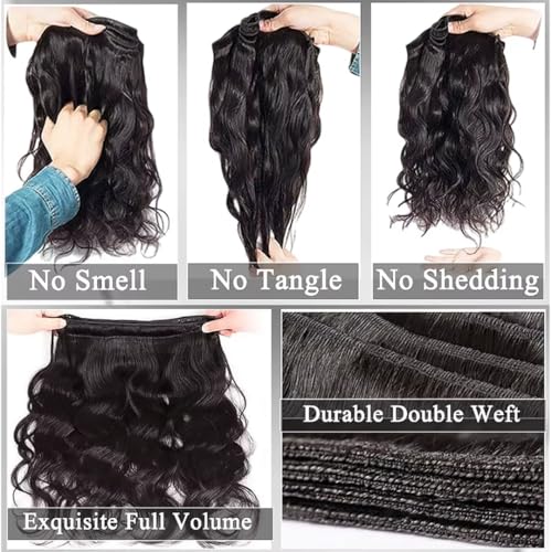 16A Raw Body Wave Human Hair Bundles 20 22 24 Inch Brazilian Virgin 100% Unprocessed 3 Bundles Human Hair Hight Quality Hair for Black Women Natural Color