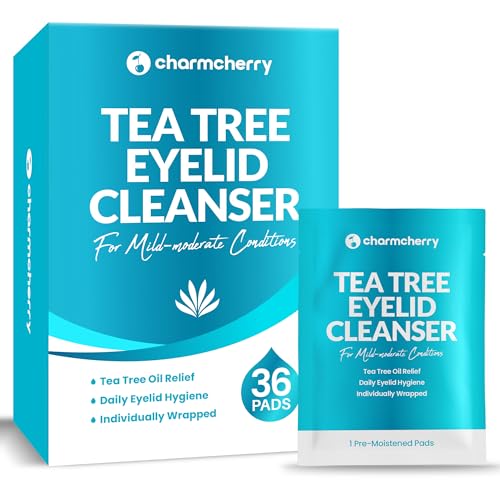 Eyelid Wipes (36 Count), Individually Wrapped Tea Tree Oil Eyelid Cleanser, Eye Lid Cleaning Wipes for Stye Eye Treatment, Eye Wipes for Dry Eyes, Blepharitis, Mild to Moderate Conditions