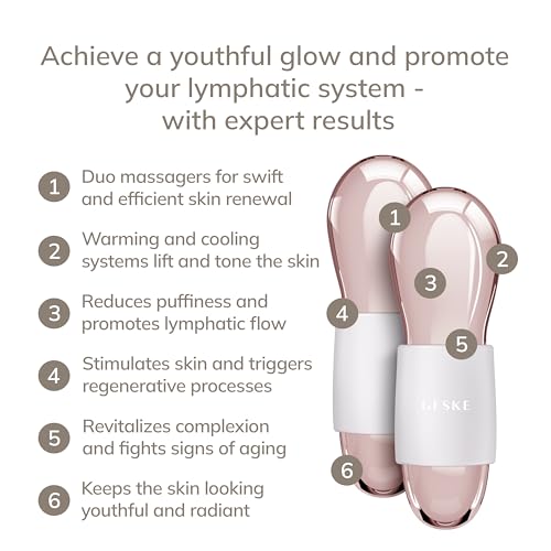 GESKE SmartAppGuided¢â Cool & Warm Duo Eye Massager | 7 in 1 | Time-saving Dual Massager | For Eyes & Face | Battery-free Cooling & Warming | Firms, Relaxes & De-Puffs Skin