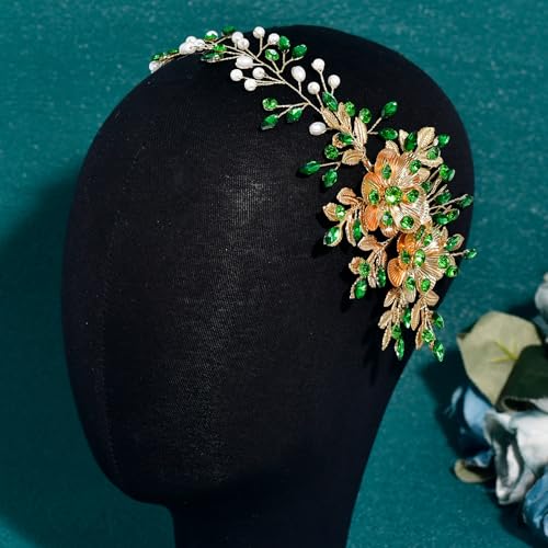 Bridal Headwear with Hair Comb - Wedding Headband for Brides(Green)