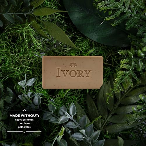 Ivory Exfoliating Bath Bar Soap, Designed for Whole Family with Plant-Based Cleansers, Made Without Heavy Perfumes, Parabens or Phthalates, Warm Vanilla + Oat Milk Scent, 3.17 oz (8 Count)