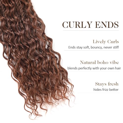Boho lsland Twist Crochet Hair 24 Inch 8 Packs Medium Auburn Pre-Looped Senegalese Twist Crochet Braids with Curly Ends Synthetic Goddess Twist Crochet Hair for Black Women£¨30# 24 INCH£©