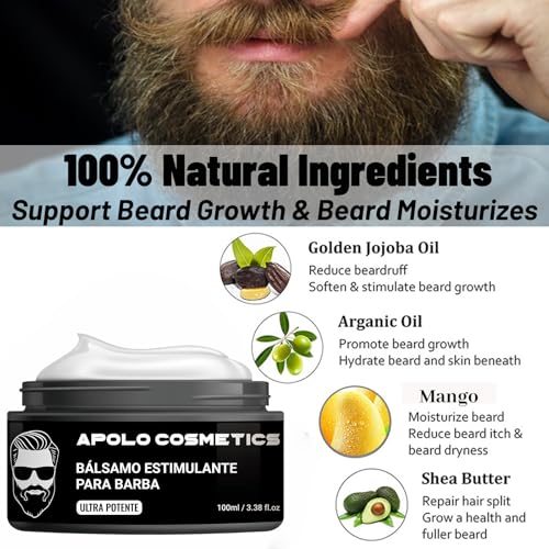 Para Barba, Crecimiento De Barba Para Hombre, Estimulante De Barba, Estimulante De Barba Ultra Potente, Balsamo Negro Moisturizes Strengthens Barba for Mens (2PCS)