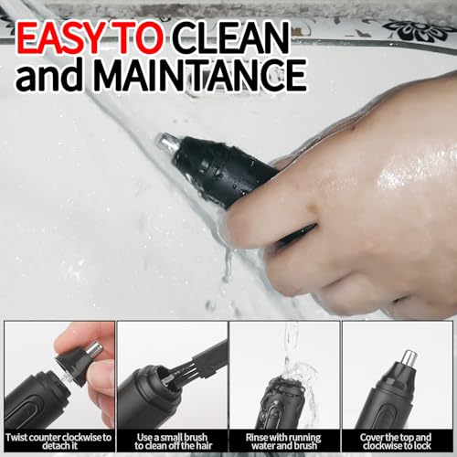 Nose & Ear Hair Trimmer for Men Women,2025 Painless Rechargeable Nose & Eyebrow Hair Trimmer Clipper,Portable Facial Hair Removal and Eyebrow Razor for Easy Cleansing (Black Blue)