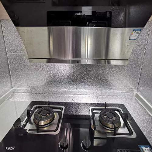 16"x354" Silver Contact Paper Metallic Look kitchen Backsplash Peel and Stick Wallpaper Oil Proof Waterproof Aluminum Foil Wall Sticker Adhesive Paper for Cabinets Shelf Liner Removable Heat Resistant