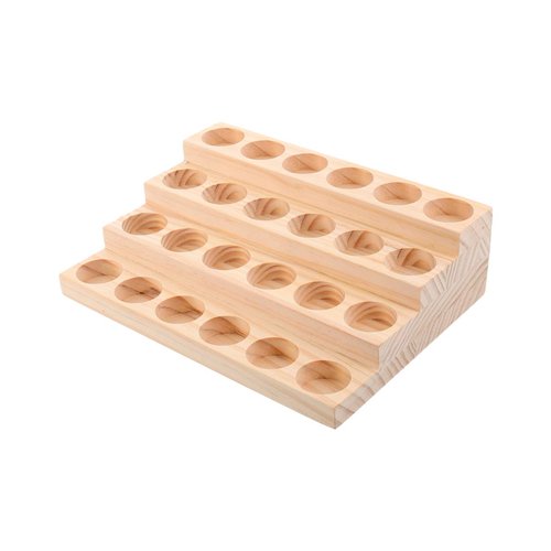 Healifty Essential Oil Storage Rack Wooden Nail Polish Display Holder 24 Slots 30ML Cosmetic Perfume Bottle Organizer Shelf for Makeup Bottles Nail Salon Bedroom