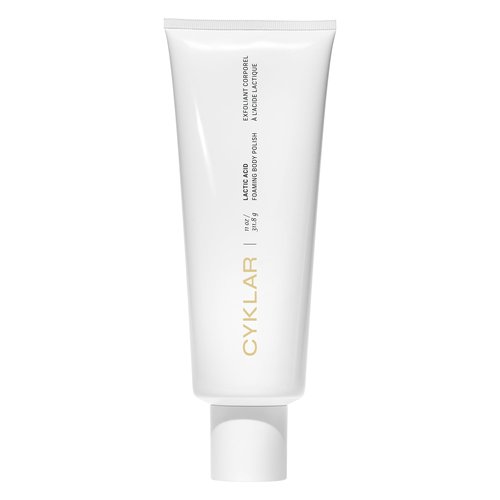 Cyklar Lactic Acid Foaming Body Polish – Exfoliating Body Wash with Chemical & Physical Smoothers – Includes Glycerin Hydration, Mandelic Acid & Volcanic Pumice. Fragrance-Free, 11 fl oz